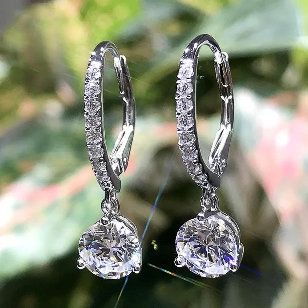Engagement Mid Length Pendant Earrings Jewelry Elegant Shiny Mosan Diamond Beautiful Gift Milan Girl Fashion Accessories