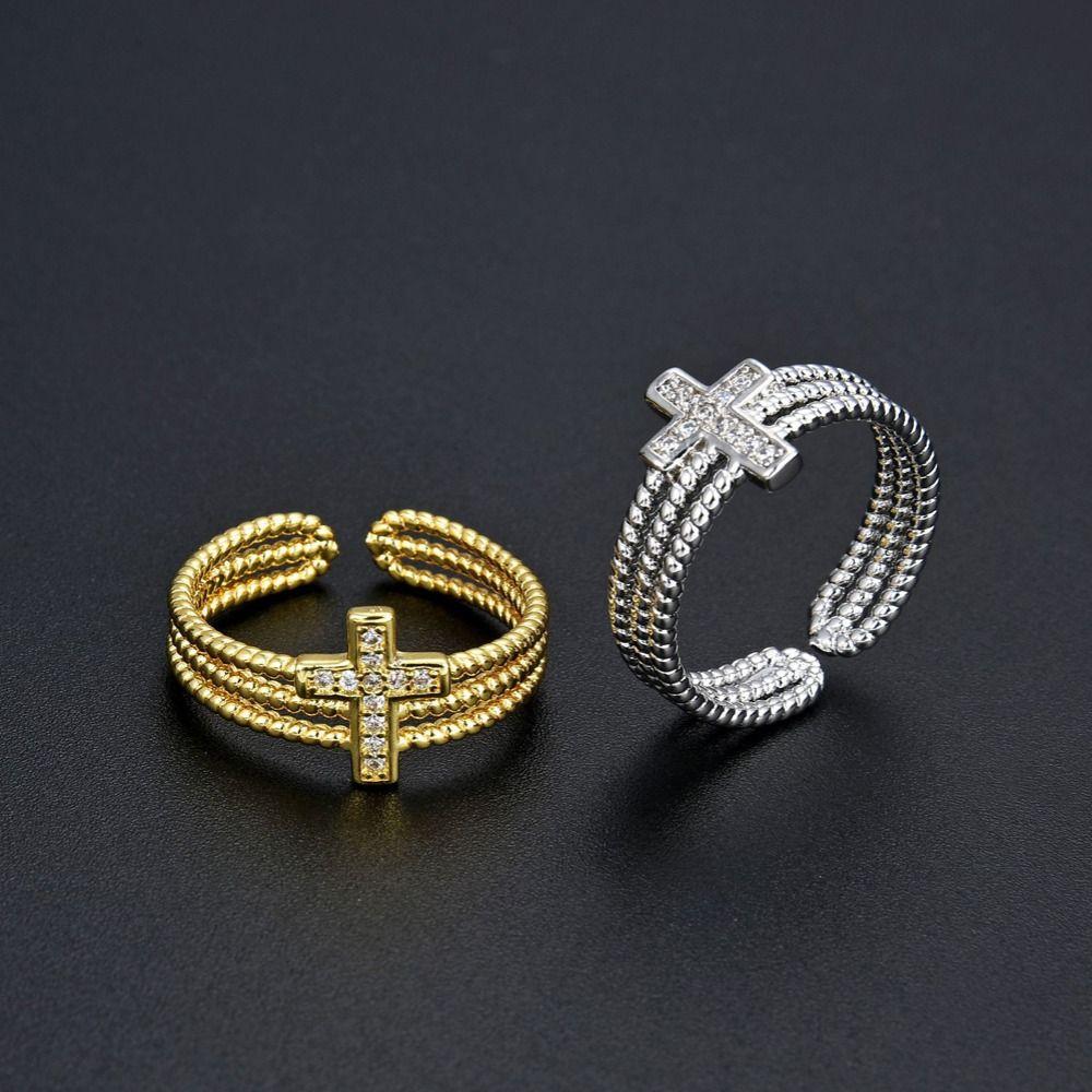 

Punk Zinc Zinc Alloy Y2k Finger Ring Women Opening Ring Fashion Jewelry Korean Style Ring Gothic Cross Ring