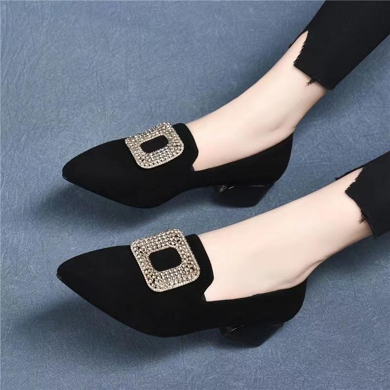 

Осень новая мягкая кожа мягкая подошва матовый каблук маленькие кожаные туфли острый носок толстый каблук удобные одинарные туфли женские 38