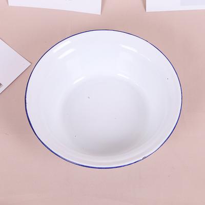 Enamel Salad Bowl Old-fashioned Home Curled Edge Vegetable and Fruit Basin Soup Pasta Kitchen Holder Dinner Bowls Dough