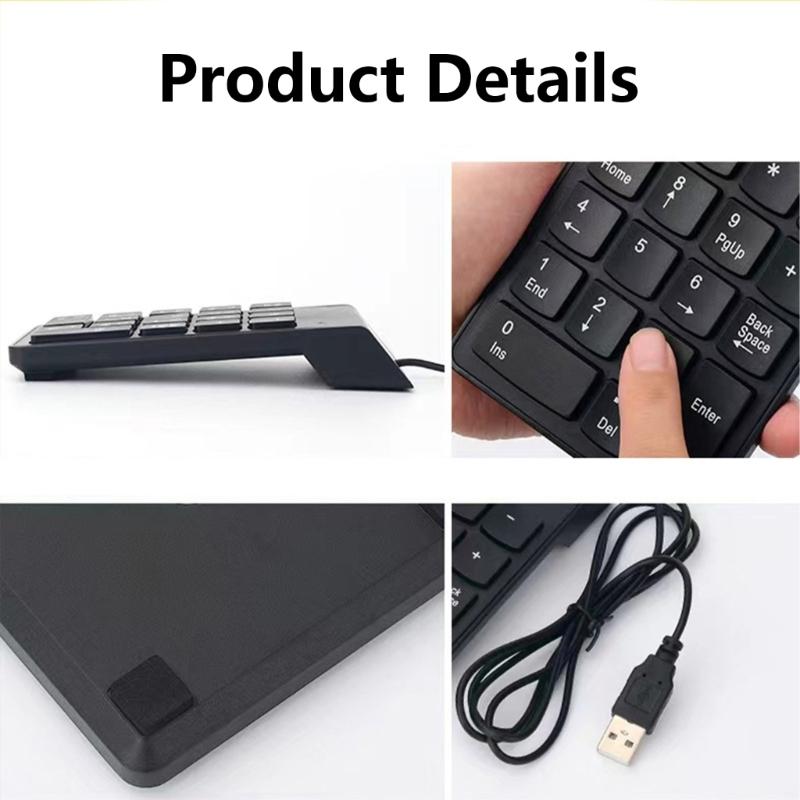USB Corded Keyboard Numeric Keypad For Fast Accurate Typing For Laptop PC Desktop Notebook for Programmers And Gamers