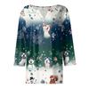 Women's T Shirt Tee Christmas Printed Button 3/4 Sleeve Tunic Daily Weekend Fashion Basic V- Neck Regular Top