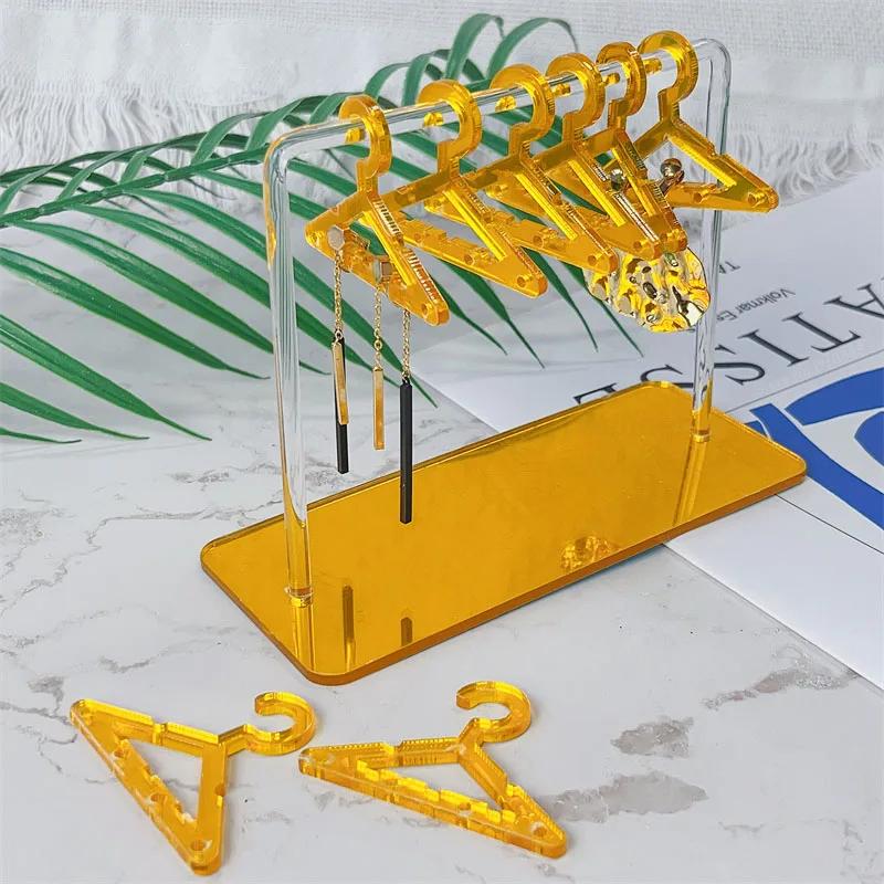 8pcs Mini Coat Hanger Polymer Clay Soft Pottery Earring Stand Organizer Hanger Shape Tabletop Jewelry Display Holder for Earring