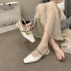 Coarse heel medium heel square head back empty bag head sandals women's new spring and summer fairy versatile Mary Jane single shoes