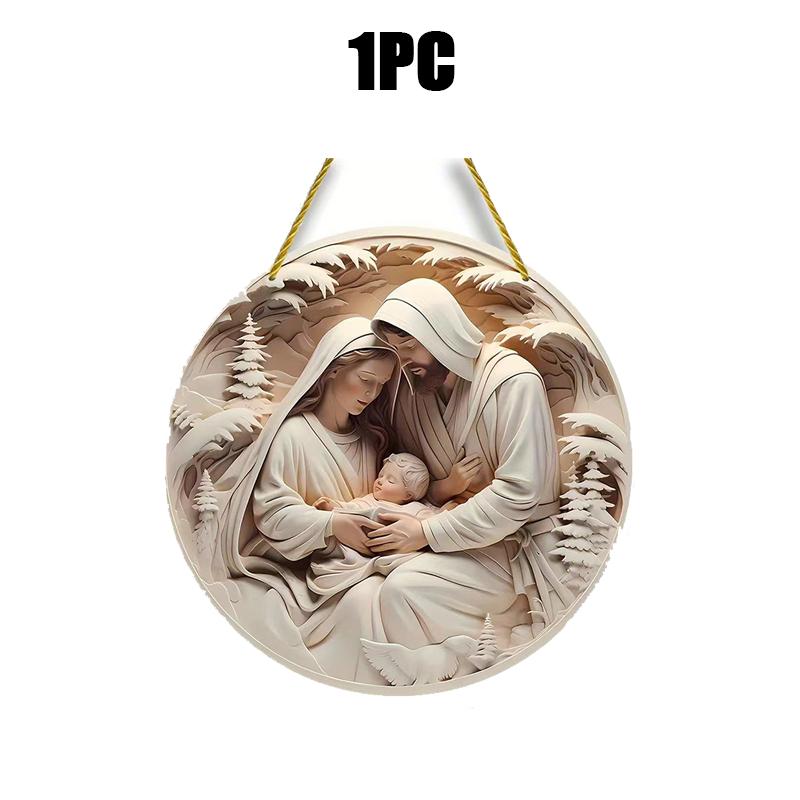 Acrylic Jesus Birth Christmas Pendant 3D Visual Hangable Creative Christmas Tree Jewelry Pendant Home Decoration Exquisite Gifts