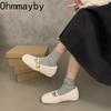 Autumn Winter Women Fur Mary Jane Shoes Fashion Internal Elevation Shoes Ladies Comfort Warm Short Plush Shoes