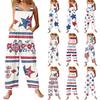 Dammode Independence Day Print ärmlös Jumpsuit med knapp