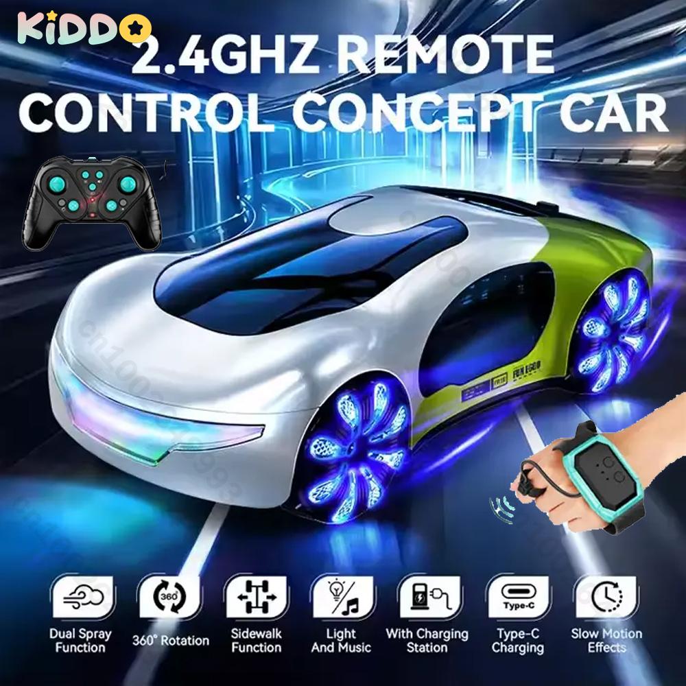RC Cars Toys for Boys 2.4GHz Remote Control Car with Cool Lights Music Spray Effects Gesture Sensing Drift Racing Gifts for Boys