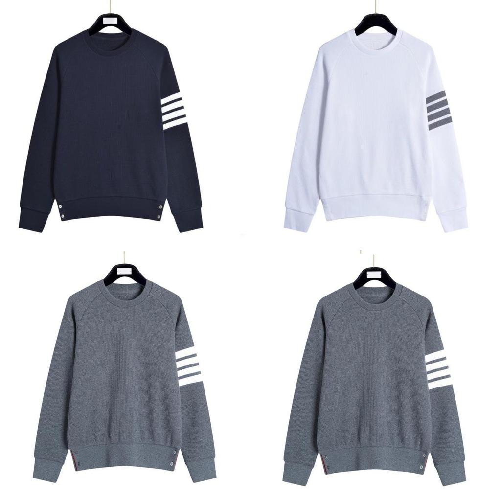 Unisex Classic Four-Bar Waffle Knit Hoodie - Trendy Spring/Autumn Pullover for Couples