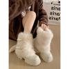 Warm black thick-soled snow boots, winter piled and thickened fluffy small height-increasing cotton boots