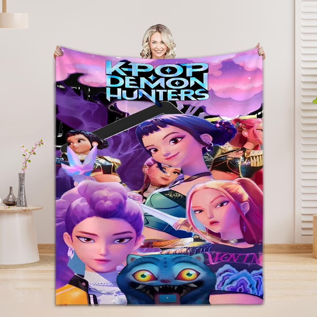 KPOP D-Demon H-Hunters Flannel Blanket For Office Home Camping Nap Leisure Blankets Birthday Gifts For Girls Home Decor