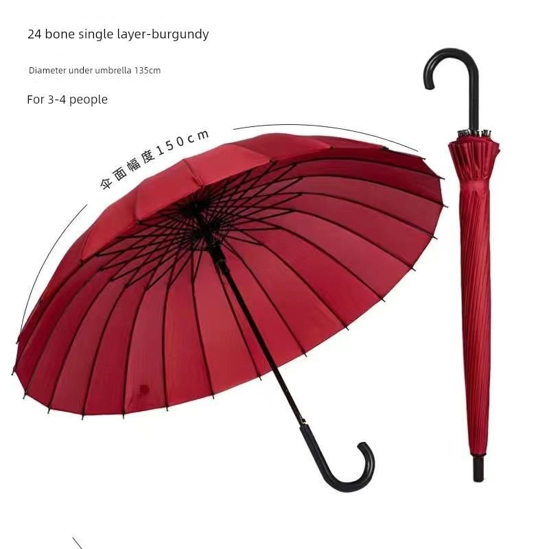 24-Strand Large Double-Layer Umbrella, Durable and Sturdy, Long Handle, Business Use, Sun Protection, Student Use, Windproof, Rainproof, New Model
