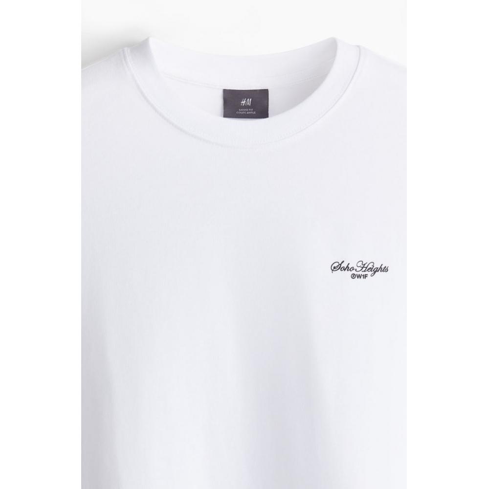 H M Loose FiT PrinTed T sHirT wHiTe soHo HeigHTs