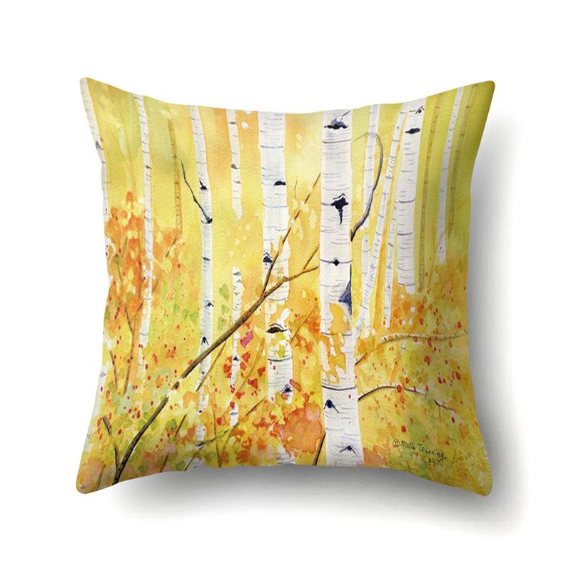 

Polyester Pillow Case Nordic Ins Style Plant Flowers Peach Leather Velvet Printed Cushion Cover Sofa Waist Cushion Cover No pillow core