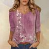 3/4 Sleeve Shirts For Women Cute Print Graphic Tees Blouses Casual Plus Size Basic Tops Pullover