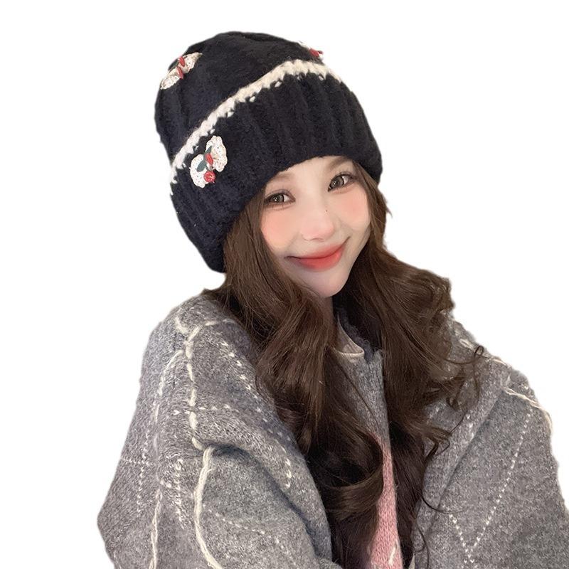 New Wool Hat for Women Warm and Cold Hat Showing Their Faces Cute Knitted Hat for Women Plus Velvet Ear Protection Head Hat for Women