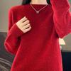 100% Pure Wool Seamless Round Neck Long Sleeve Slimming Sweater for Women - Autumn Winter Base Layer