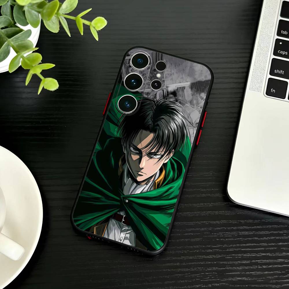 Attack On Titan Levi Ackerman Phone Case For Samsung S26,S25,S24,S23,S22,S21,S20,Ultra,Plus,FE Black Soft Cover