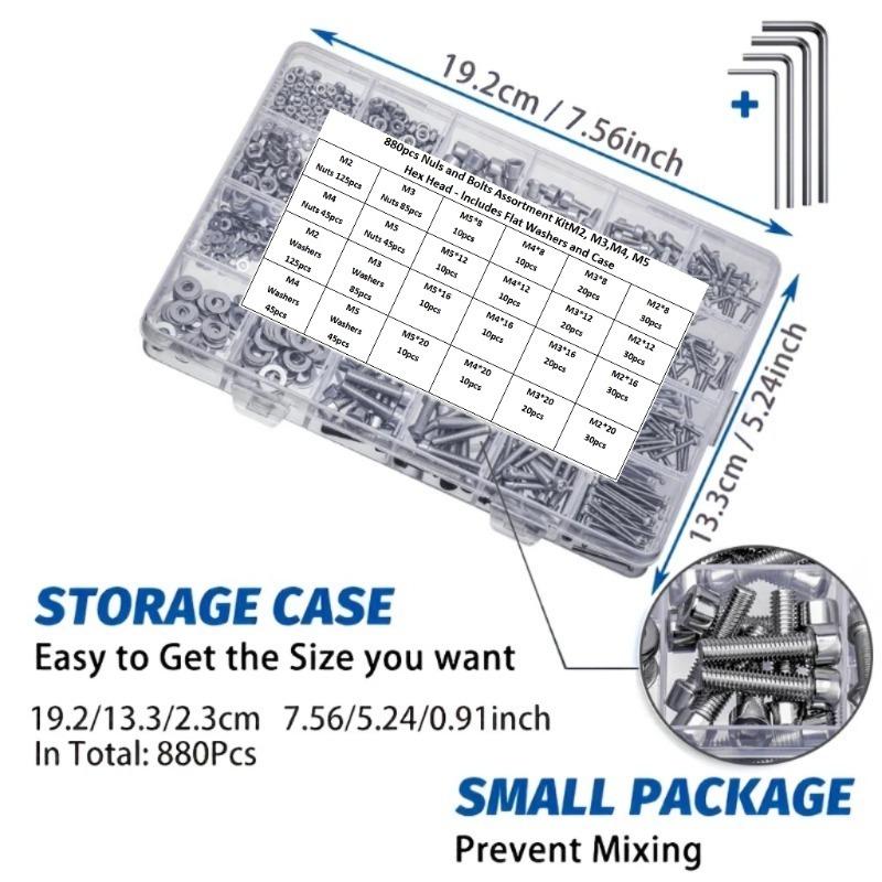 880pcs M2 M3 M4 M5 Cup Head Screws Bolts for Hardware Manufacturing Industry