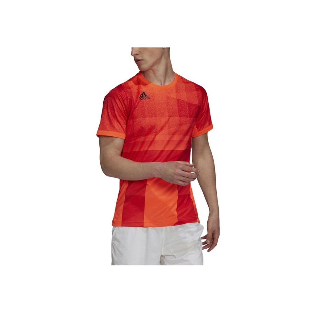 adidas Ss21 Color Block Tennis Sports Training Casual Short Sleeve T-Shirt Unisex Tops Red H18184