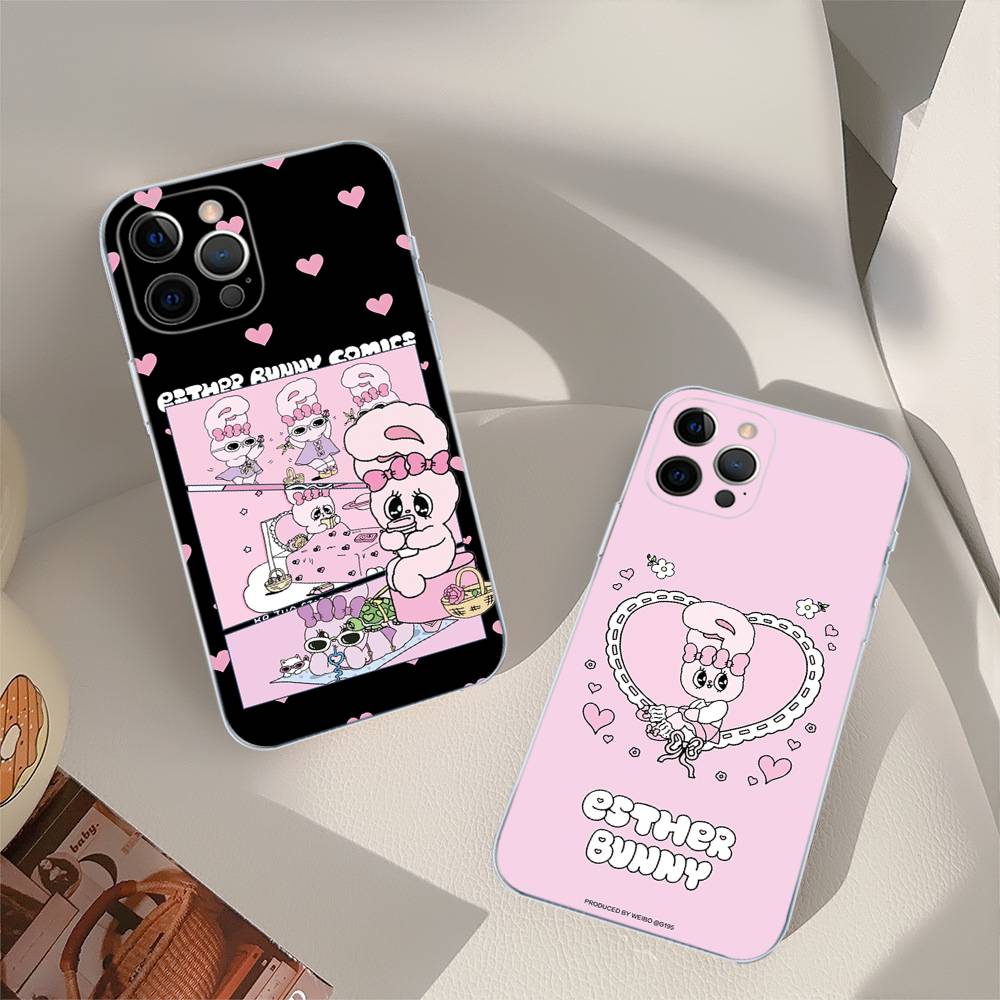 Esther Cute B-B-Bunny For iPhone 17 16 16e 15 14 13 12 11 Pro Max Mini Plus Phone Case