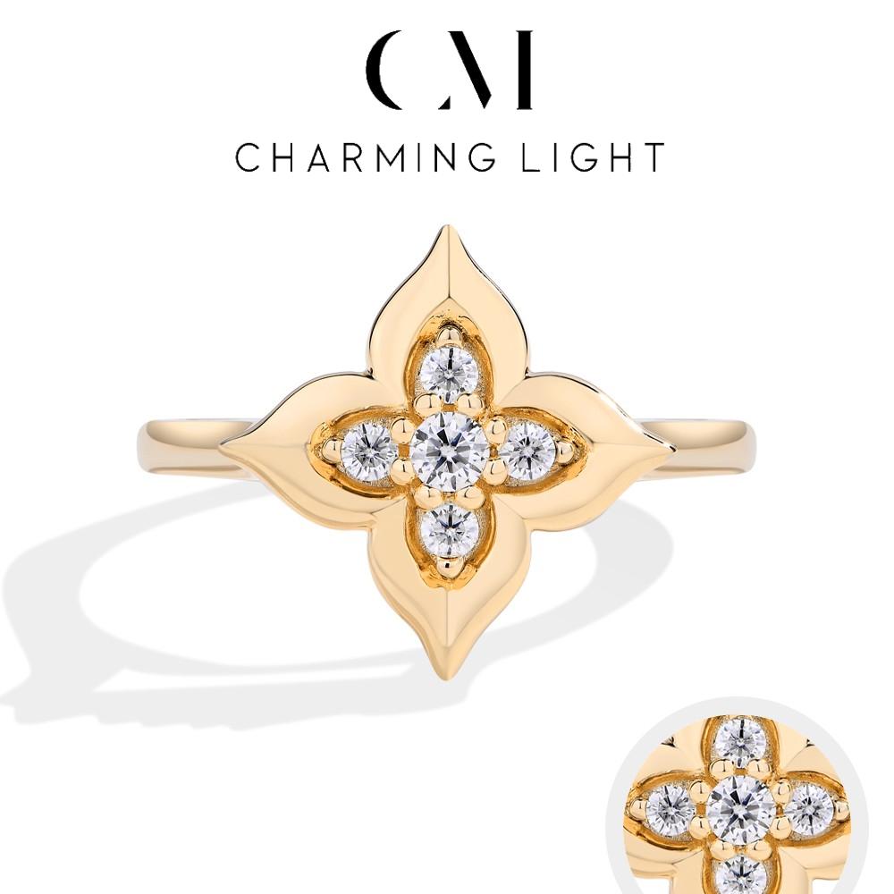 

CHARMING Classic Flower Shape Four Leaf Moissanite Rings 925 Silver For Women Elegant Wedding Jewelry Gift High Quality 4&925 Sterling Silver
