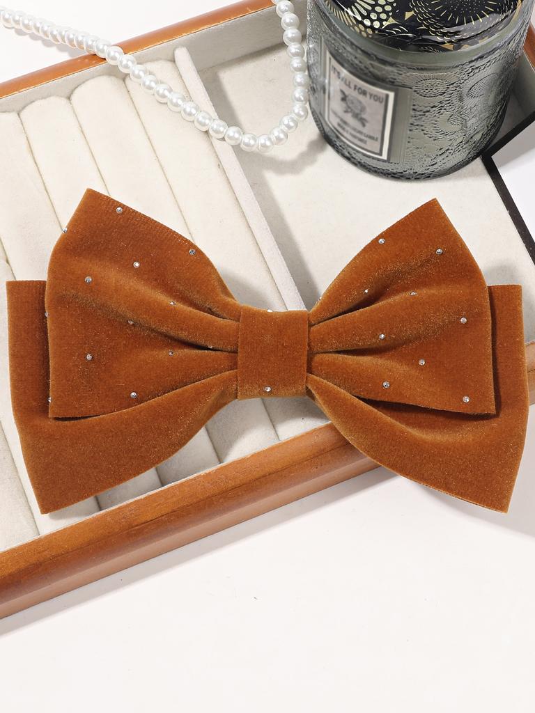1PCS 6" Hand-made Velvet Hair Bows with diamonds Hair Accessories for Little Teen Toddler Girls Kids