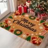 [2D FLAT] Merry Christmas Gift Wreath Candy Cane Ball Christmas Tree Snowflake Doormat Non-Slip Durable Flannel Mat 1.02cm Sponge Thickness Machine Wa