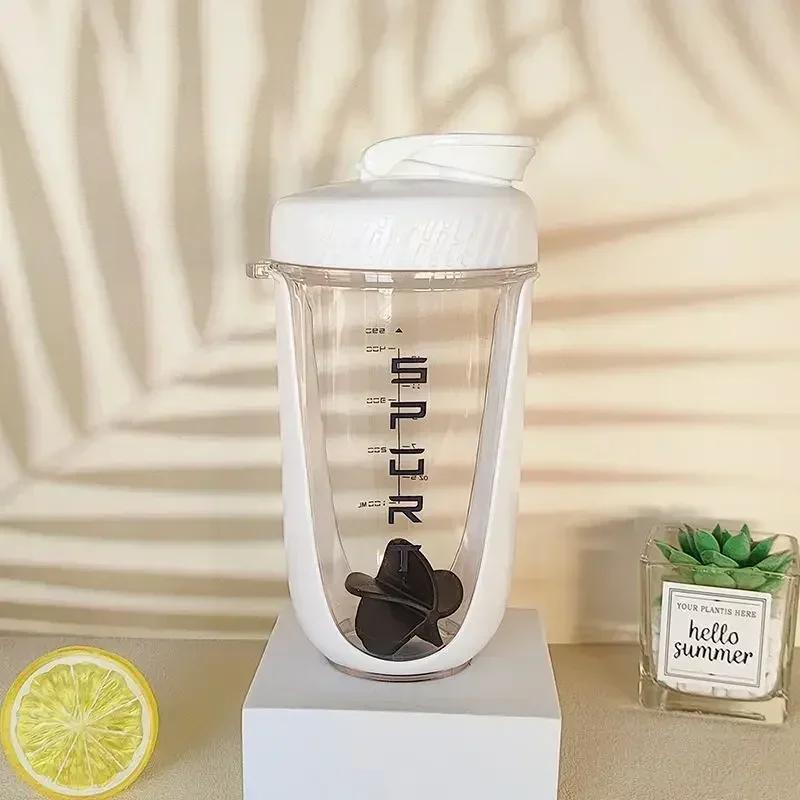 590ML Blender Shaker Bottle with Stirring Ball Protein Powder Shake Cup Plastic Mixing Cup Body Building Exercise Water Bottle