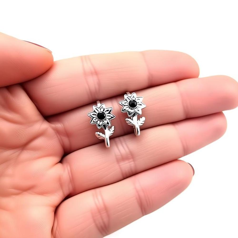 Black Awn Svart stein smykker bøyle øredobber for kvinner