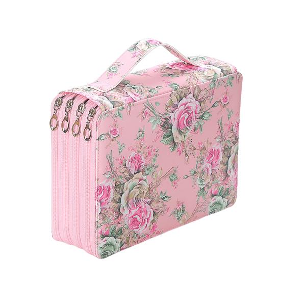 Colored 200 Slots Pencil Holder with Zipper Multi-layer Pencil Case Organizer Portable Pen Bag with Handle for Watercolor Pens Markers