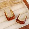 Retro U-shaped Acrylic Geometric Earrings - High-End Square Resin Accessories for Fashionable, Unique Style