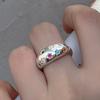 VENTFILLE   CopperColorful Zircon Star Ring For Women Smooth Wide Fresh Aesthetic Fashion Jewelry Gift Dropshipping