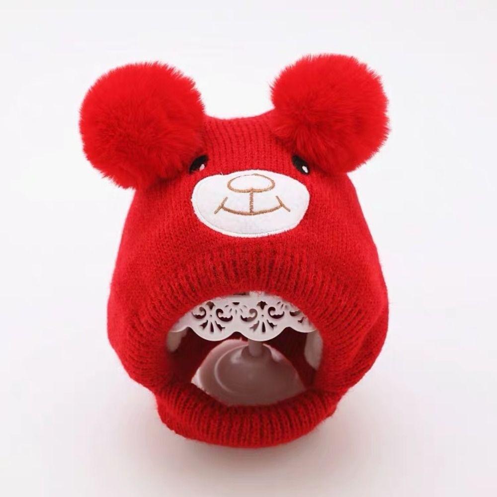 Wool Kids Ear Protection Hat Solid Color Kids Crochet Hat Winter Baby Beanie Cap  Outdoor
