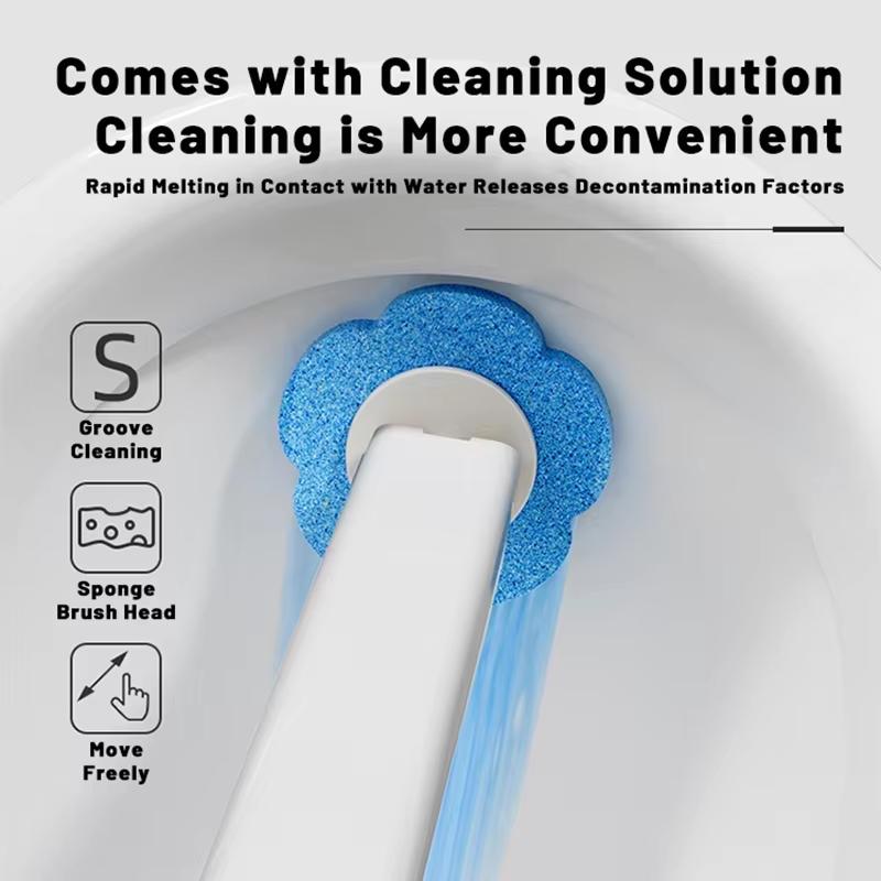 Trendy Unisex No Dead Corner Toilet Brush 12pcs Toilet Cleaning Brush Heads Convenient Disposable Toilet Brush Replaceable 1pcs Toilet Brush Storage