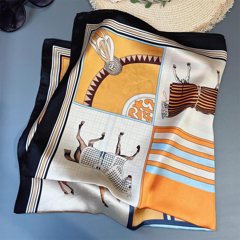 New Women Silk Printed Design Scarf For Women Fashion Neck Tie Hand Bag Foulard Wrist Kerchief Shawl Wraps Hajib Silk Scarves