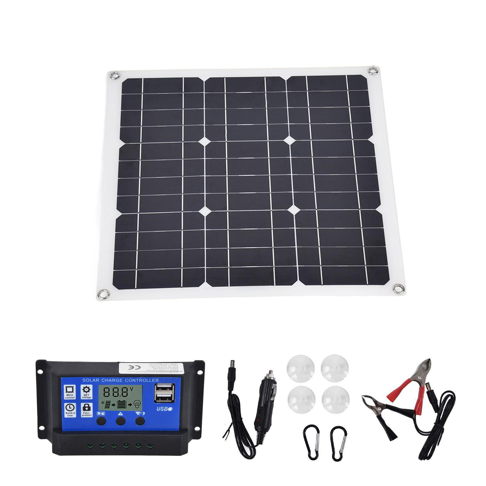 

30W Solar Panel Kit Monocrystalline Silicon Solar Panel Battery Charger Kit with 10A Controller 18V
