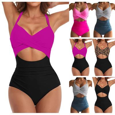 Women's Colorful Sexy Hollow Cross  Bikini Beach Swimsuit (With Chest Pad Without Steel Bra)