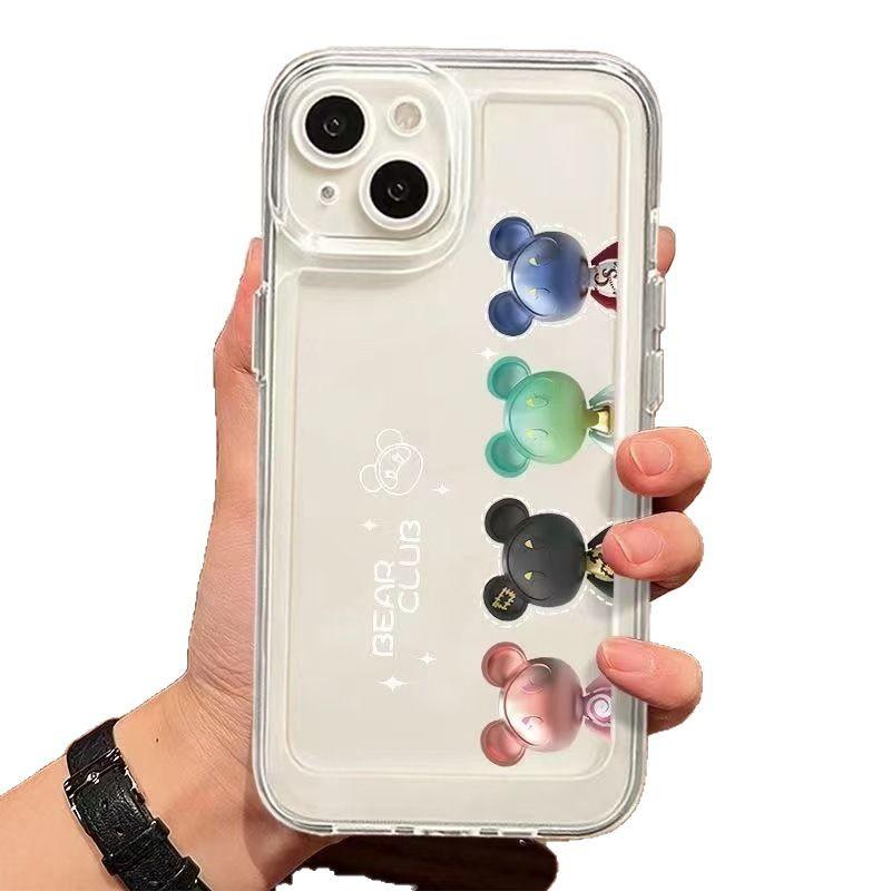 Four Colored Bears Are Suitable for Apple 15Promax Mobile Phone Case iPhone16Pro Cute 14Pro New 17 Cartoons