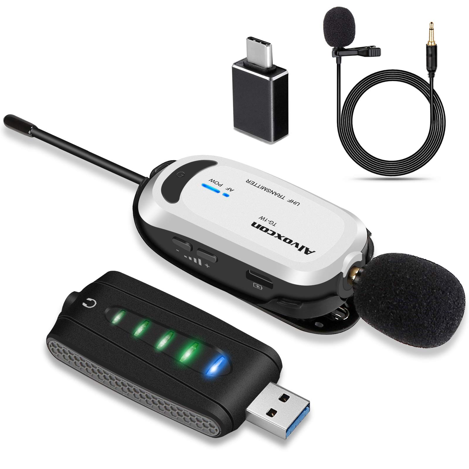 

Беспроводной USB-микрофон Alvoxcon UM310, Петличный микрофон с разъемом для наушников, Накладной микрофон для ПК, Запись УВЧ, Видеозапись,