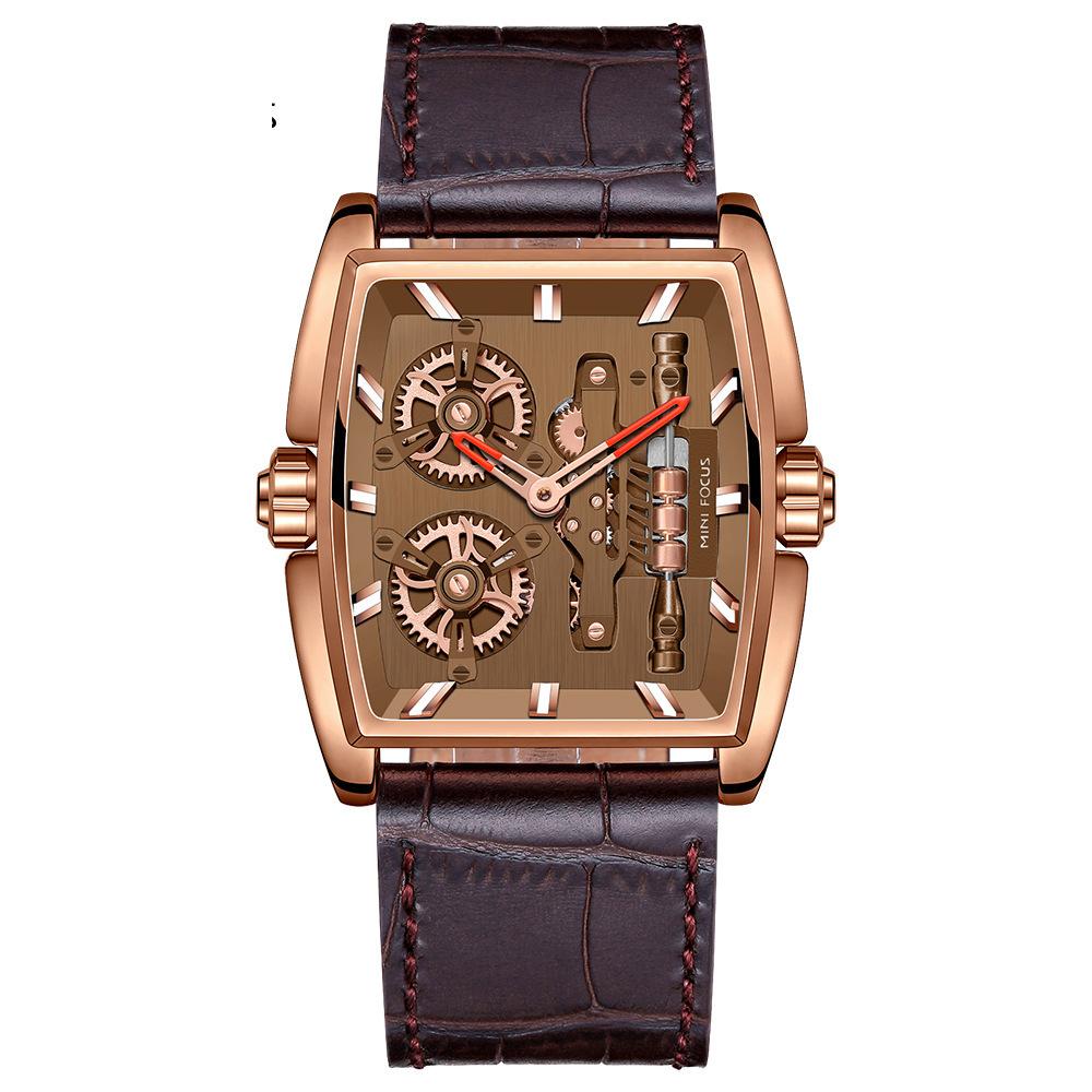 Watch Barrel Type Case Electromechanical Bicycle Men's Watch Genuine Leather Strap Men's Watch