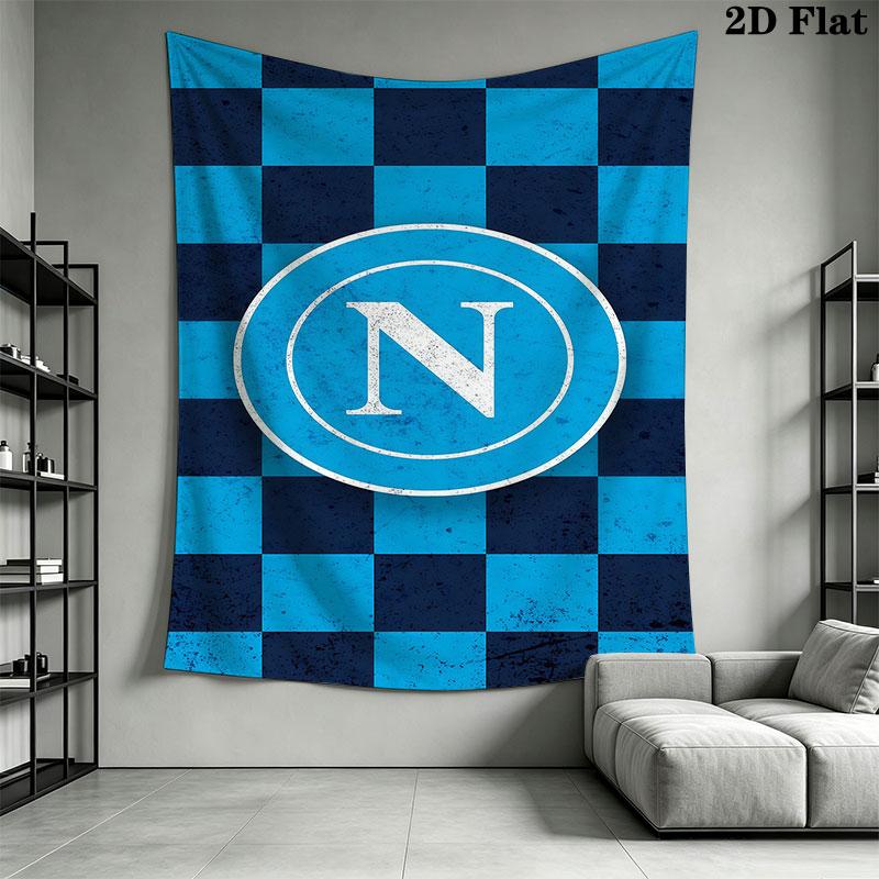 SSC Napoli Logo Wall Hanging Printed Fabric Blanket Decorative Tapestries for Bedroom Living Room Home Decor