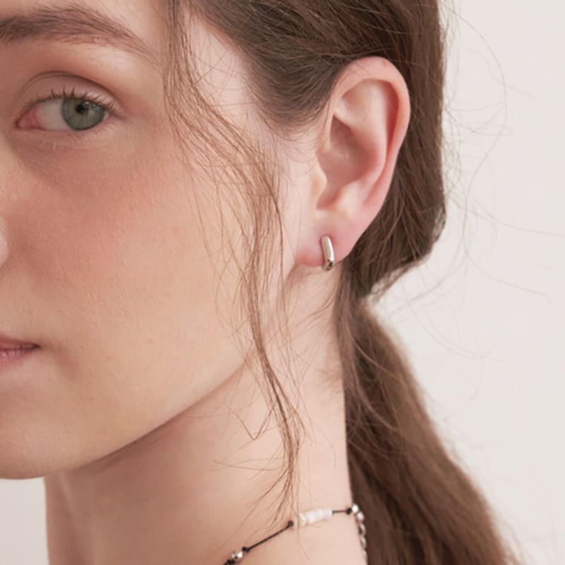 halden small square one touch earrings (E044_silver)