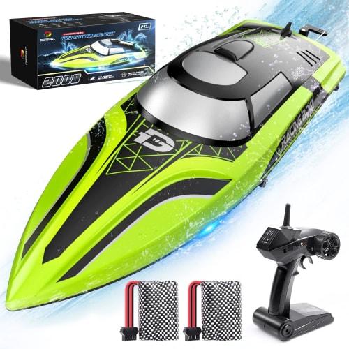 DEERC RC Boat for Kids, High Speed ??25km/h, RC Remote Control, Waterproof, 2 Batteries, 30 Minutes of Operation, Capsize Recovery, Low Voltage Alarm,