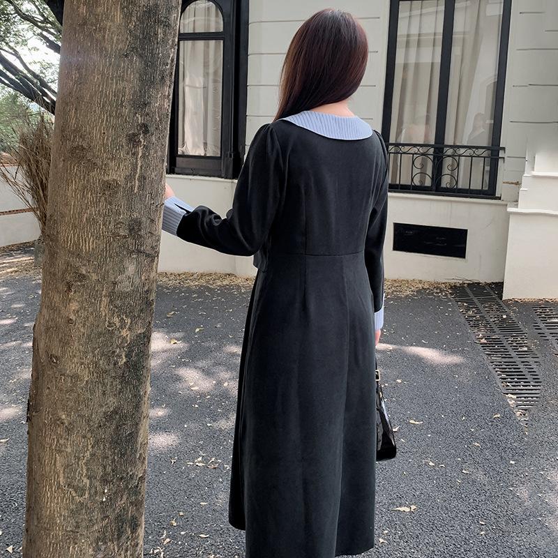 Large Size Women's Clothing College Style Splicing Fake Two Pieces, Autumn and Winter New Waist and Thin A-shaped Skirt 421847