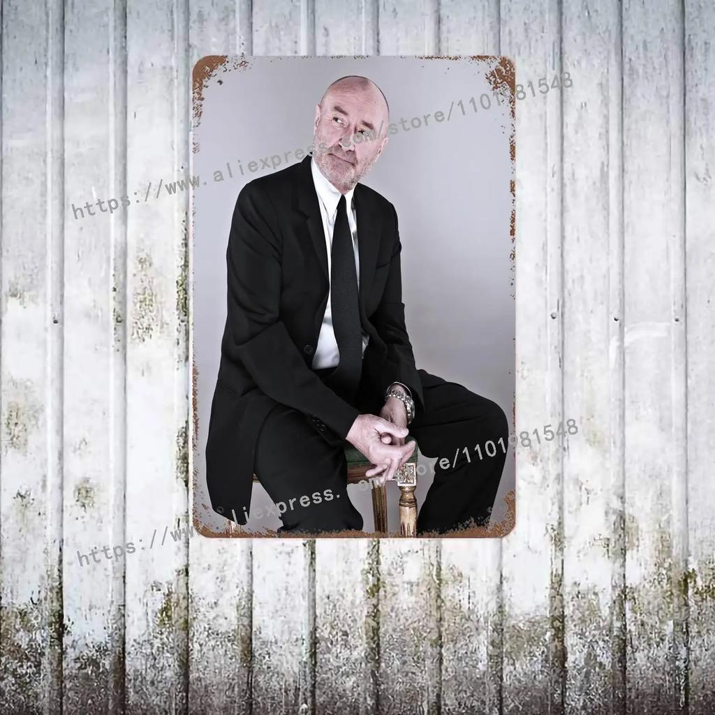 Phil Collins Drummer Metal Decor Poster Vintage Tin Sign Metal Sign Decorative Plaque for Pub Bar Man Cave Club Wall Decoration