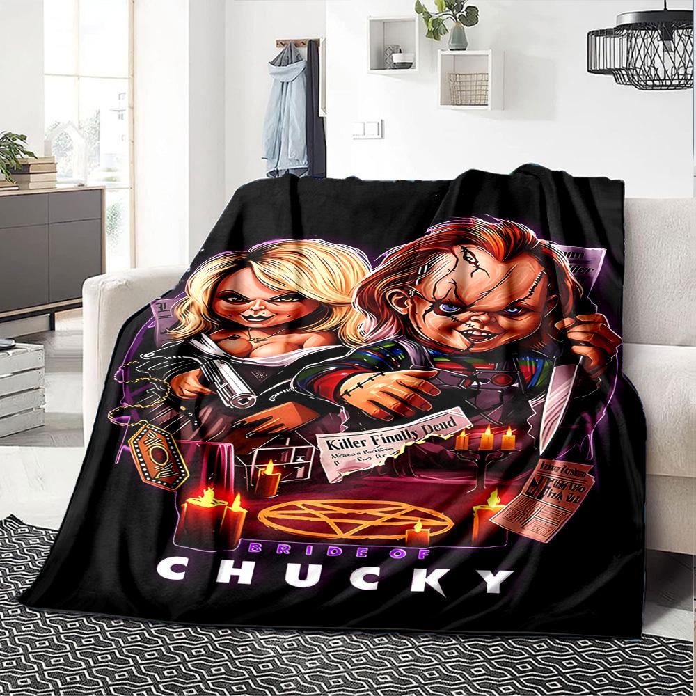 1pc Bride of Chucky Throw Blanket Soft Flannel, Cozy All Season Polyester Perfect for Home, Office