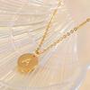 18K Gold Stainless Steel Minimalist Letter Necklace with 26 Round Pendant Options