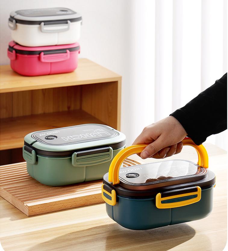 

2-layers lunch box for student, office worker, outdoor picnic, fruit, food container with Belt handle, microwave hermetic ben розы красного