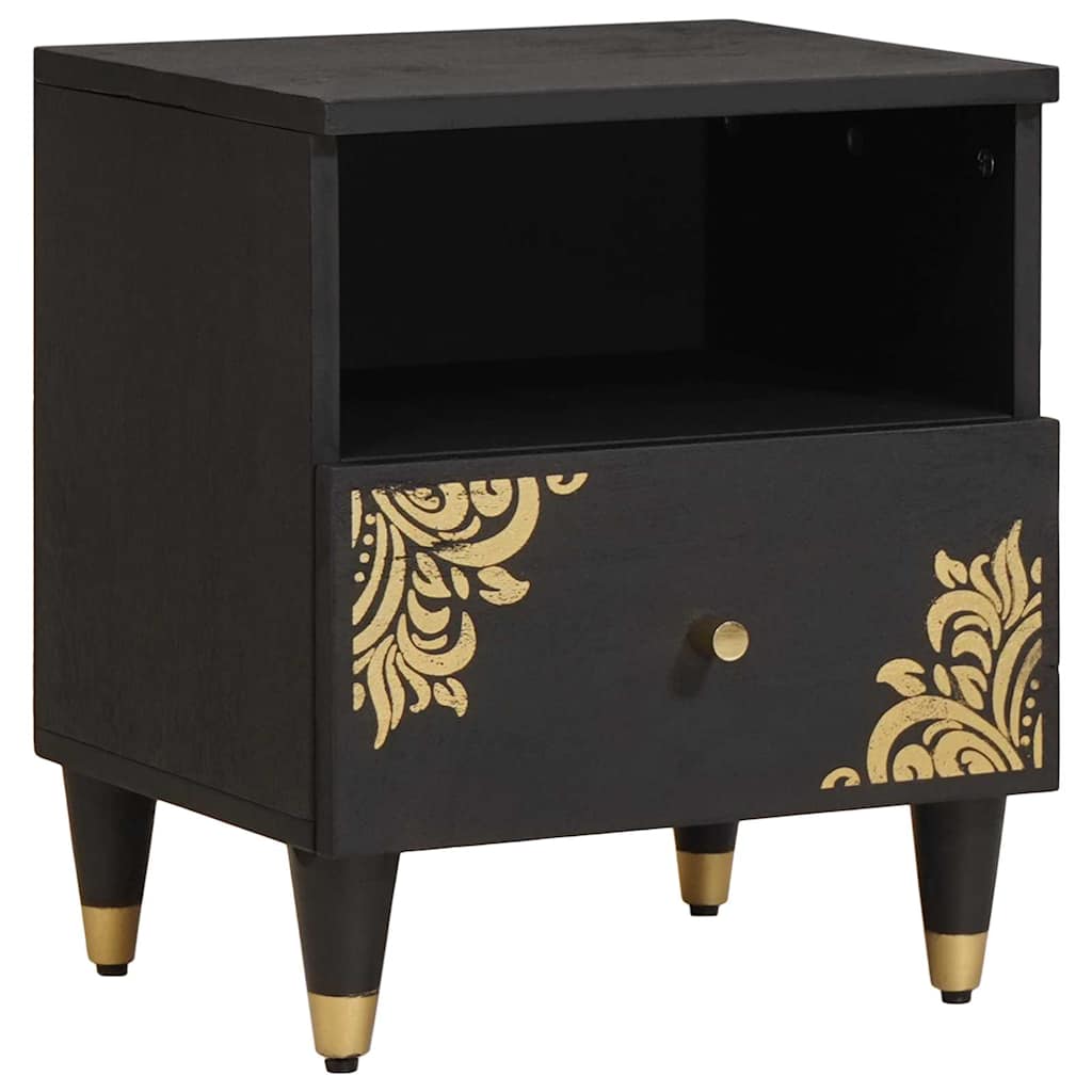 Nightstand Black 40 x 33 x 46 cm Solid Mango Wood